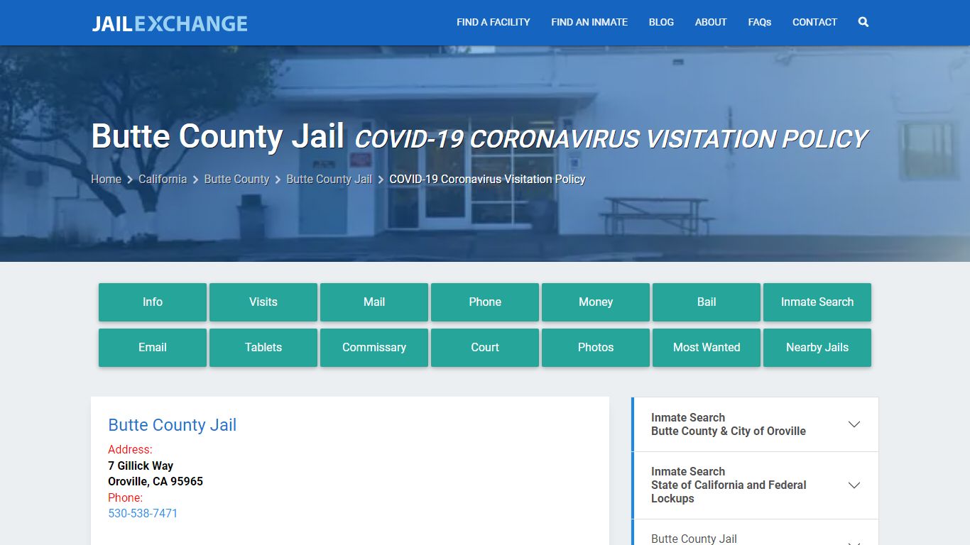 Butte County Jail COVID-19 Coronavirus Visitation Policy - Jail Exchange