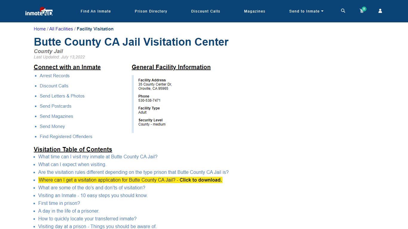 Butte County CA Jail | Visitation, dress code & visiting hours - InmateAid